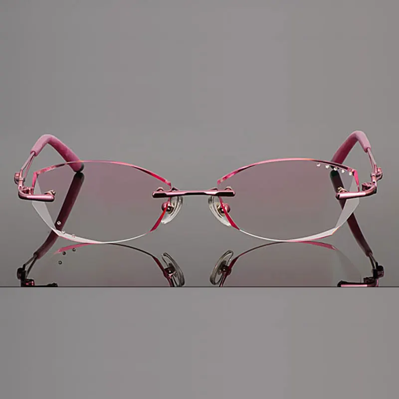 Модные очки A002 с алмазной отделкой без оправы оптические по рецепту оправа для