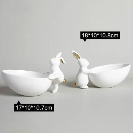 2pcs Керамическая тарелка для фруктов, белый кролик, поднос для снэков, десертная тарелка, украшение, ювелирный поднос, коробка, мультяшная фарфоровая посуда 04339 - Цвет: 2pcs