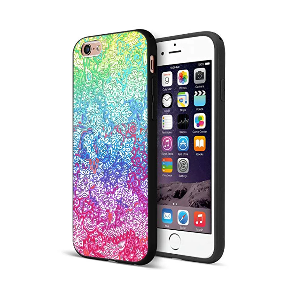 Черный чехол из ТПУ для iphone 5 5s se 6 6s 7 8 plus x 10 силиконовый XR XS 11 pro MAX с цветочным