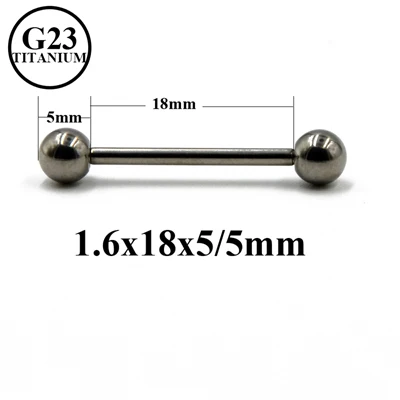1.6x18x5x5mm BOG-1PC G23-Titanium, Промышленные Штанги, прямой пирсинг-штанга для языка, штанга для пирсинга, пирсинг, ювелирные изделия 14 г 16 г - Окраска металла: 1.6x18x5x5mm
