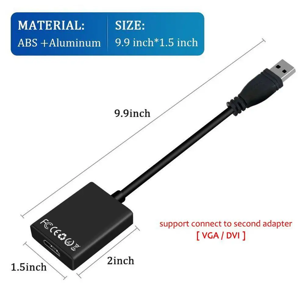 Переходник с USB 3 0 на HDMI 1080P Кабель адаптер внешняя видеокарта мультимонитор для