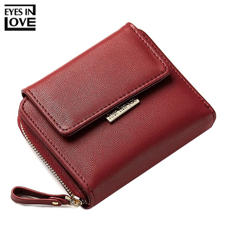 

EYES IN LOVE Red Women Wallets Soft Leather Zipper Coin Purse Female Card Wallet Brand Designer Ladies Small Purse Carteira