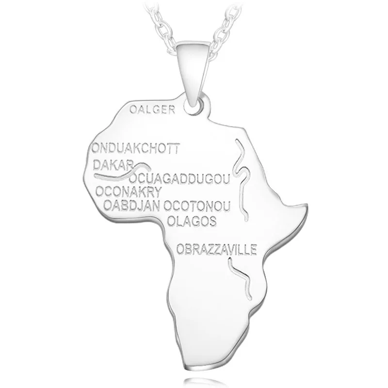 Africa Map ожерелье хип-хоп длинная цепочка Ожерелье Женщины Мужчины Мальчики