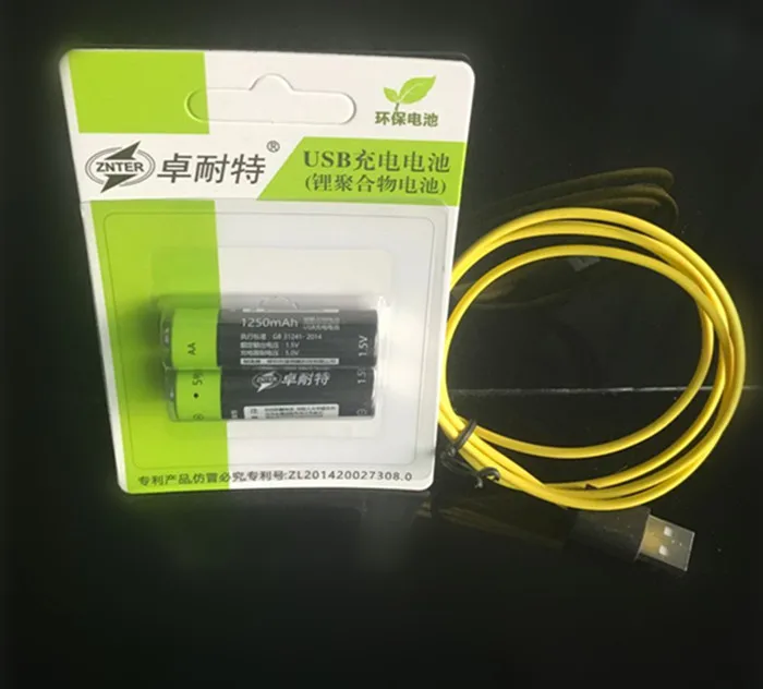 Аккумулятор ZNTER 2 шт. перезаряжаемая литиевая батарея 1 5 в AA а/ч с USB кабелем для