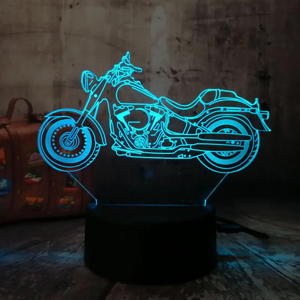 Новый мотоцикл Скутер 3D LED ночные светильники RGB 7 цветов USB Сенсорный пульт