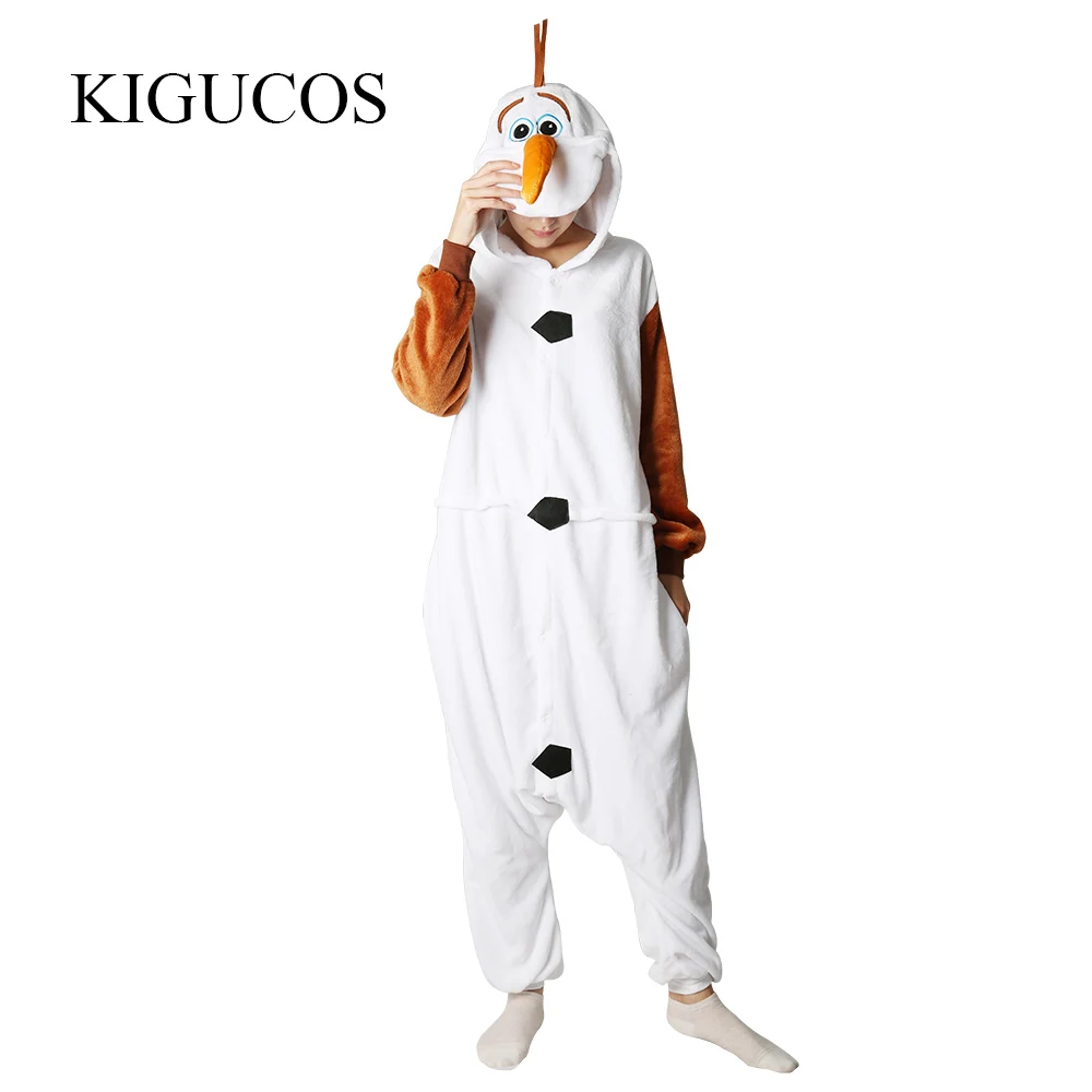 KIGUCOS Горячая Мультфильм персонаж костюм Олафа для мужчин и женщин зимние теплые пижамы со снеговиками