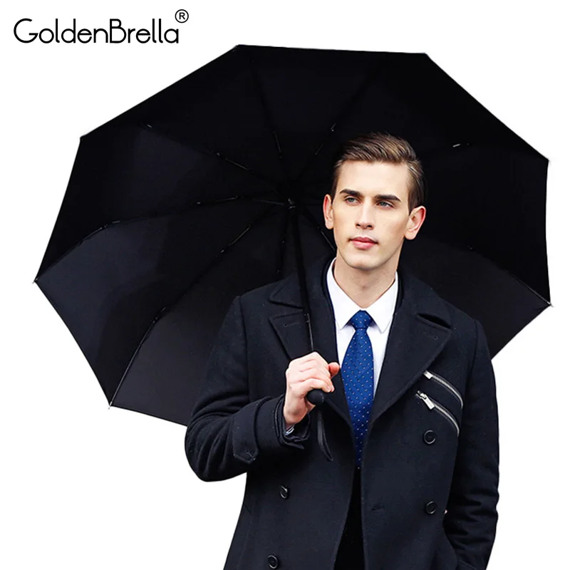 Мужской ветрозащитный зонт фирменный Ветрозащитный Зонт с 9 ребрами 3 сложения