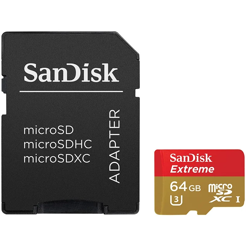 Оригинальные Карты памяти SanDisk Extreme microSD UHS I microSDXC Flash карты Class10 U3 90 МБ/с. 64 ГБ TF C10