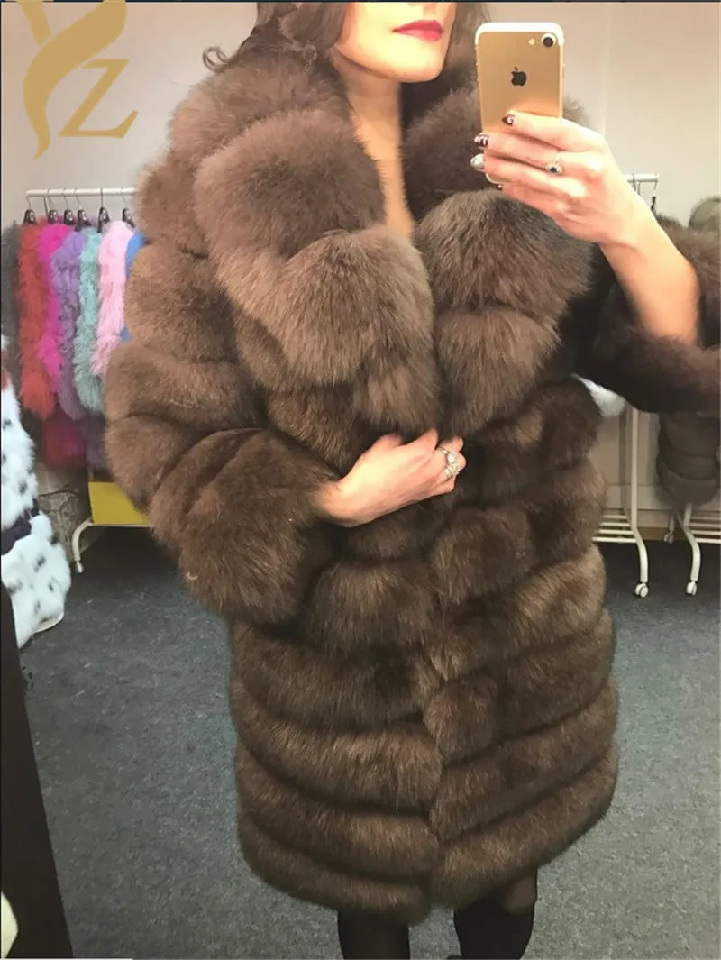 Модное дизайнерское пальто из натурального меха лисы женское платье для женщин меховой воротник лисы меховые пальто настоящие куртки особенно для женщин