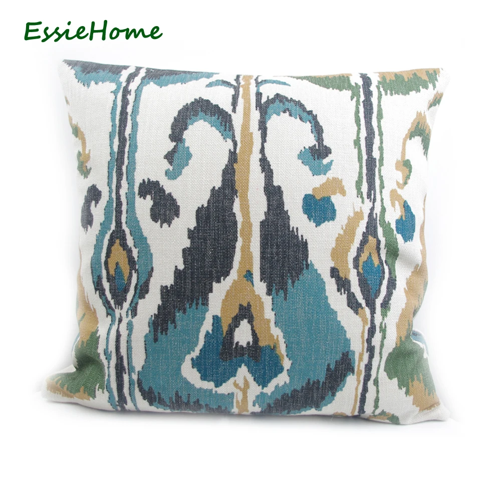 ESSIE домашний цифровой принт Мох Зеленый Бирюзовый свежий зеленый Ikat наволочка