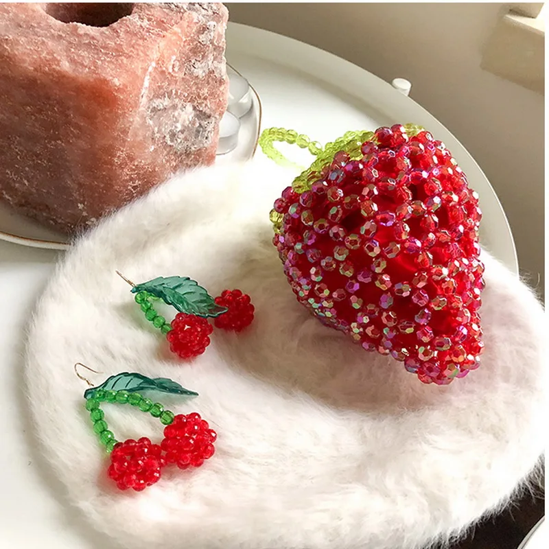 Клубника портмоне Новинка вышитые бисером сумки крошечные Мини Kawaii милые