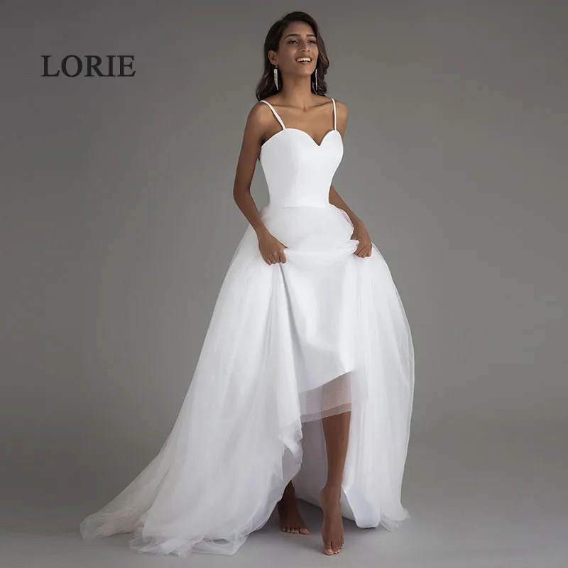 LORIE пляжные свадебные платья на бретелях 2020 Vestido Noiva Praia белое Тюлевое с поясом