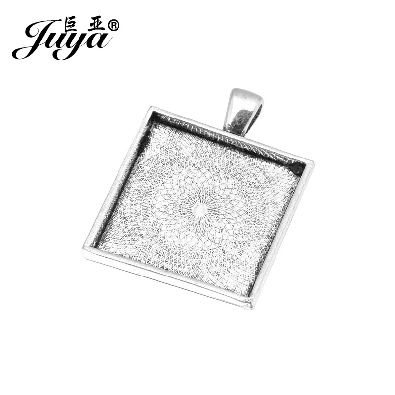 JUYA 4pcs Pendant Cabochon Base DIY Charms Necklace Keychain Findings Jewelry Making Matching Glass Crafts Supplies Accessories | Украшения
