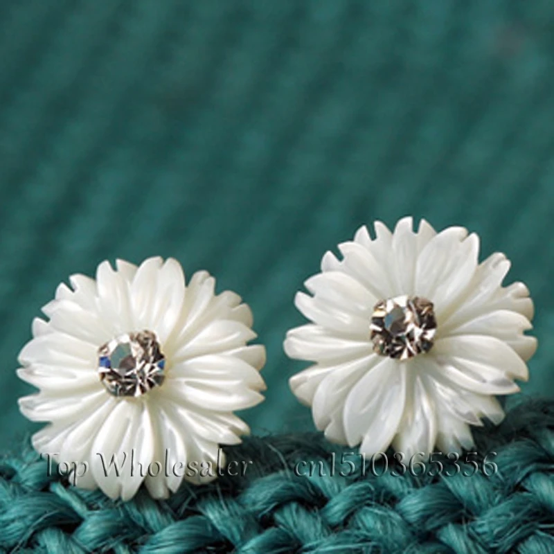 Женские серьги гвоздики из серебра 925 пробы с натуральным перламутром|mother of