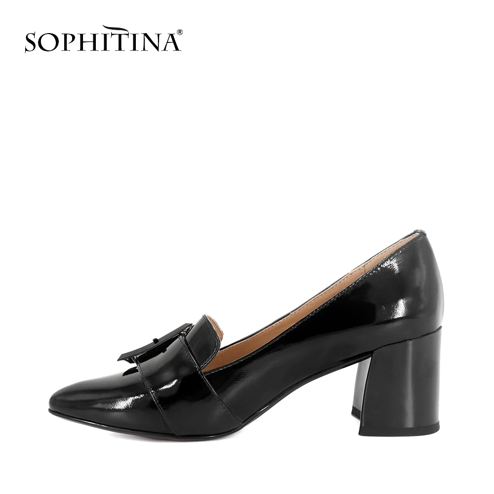 SOPHITINA/Новинка 2019 года Всесезонные женские туфли с квадратной пряжкой на среднем