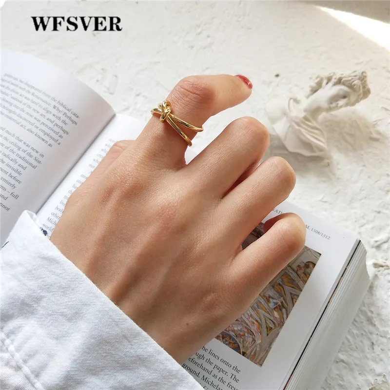 WFSVER женские Кольцо из стерлингового серебра 925 в Корейском стиле золотого цвета