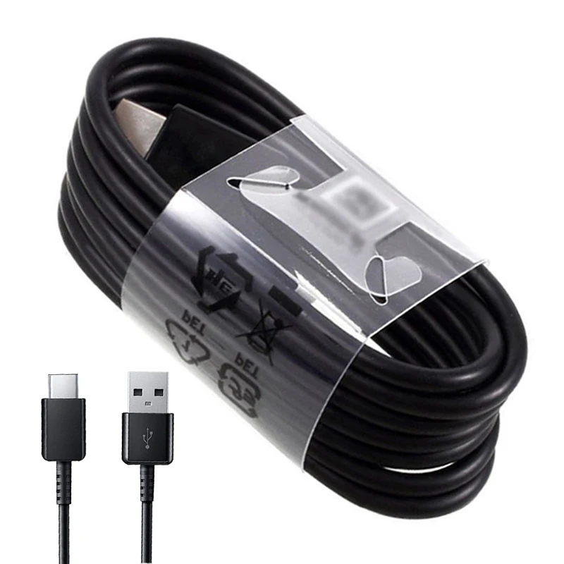 Cable Only Адаптер samsung Galaxy US Plug быстрое зарядное устройство Быстрая быстрая зарядка 1,5 M type C кабель для Galaxy S10 S8 S9 Plus A30 A50 A70 Note 10 - Тип штекера: Cable Only