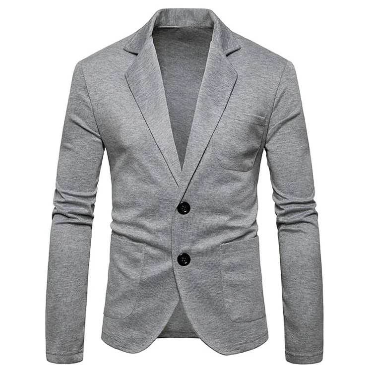 Light Gray Мужские трикотажные костюмы блейзеры Модный повседневный приталенный пиджак на пуговицах мужской пиджак Terno Masculino 2XL мужской пиджак - Цвет: Light Gray