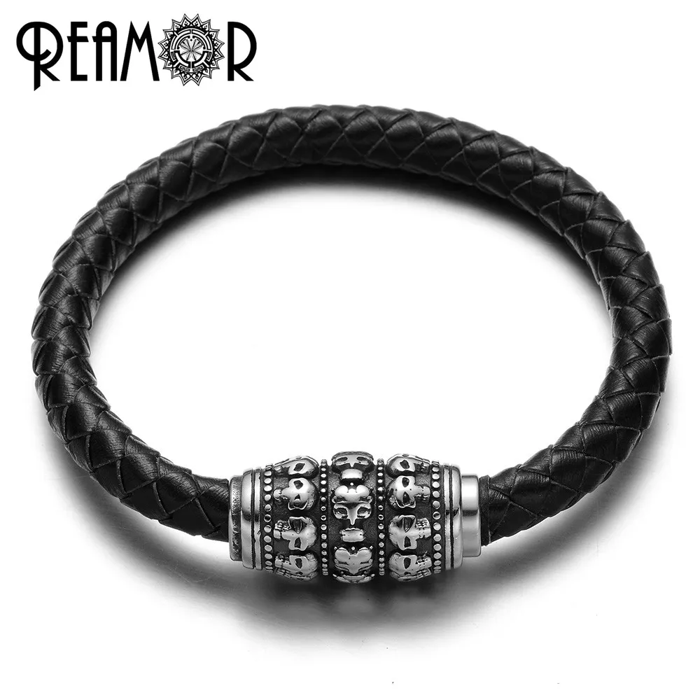 Магнитная пряжка REAMOR 8 мм 316l из нержавеющей стали с человеческим черепом детская