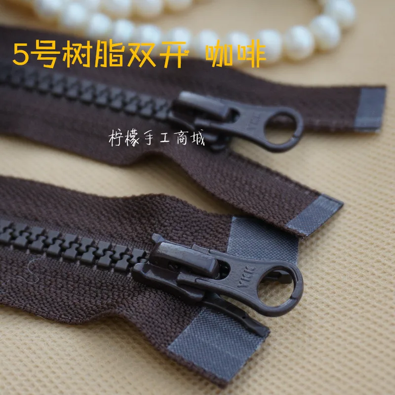 YKK молния 5 смола двойной открытый 60 125 см кофе одежда кардиган вниз одежда|Молнии|