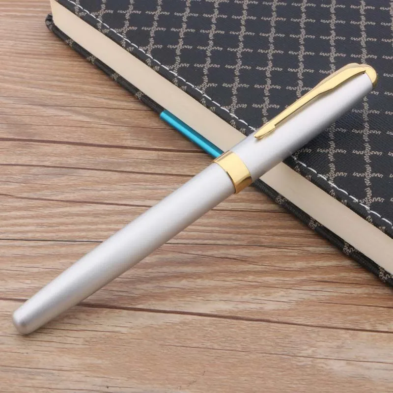 Студенческая Подарочная Серебряная Золотая перьевая ручка baoer 388 Medium Nib|Перьевые