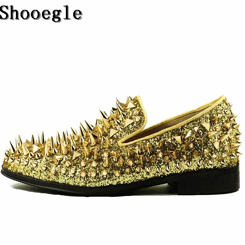 SHOOEGLE новые заводские индивидуальные мужские Роскошные блестящие золотые и