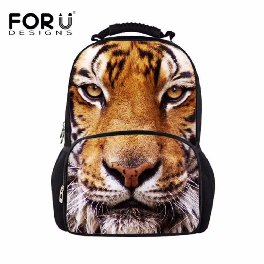 FORUDESIGNS мужской рюкзак с 3D принтом Тигра для мальчиков классный школьный модный