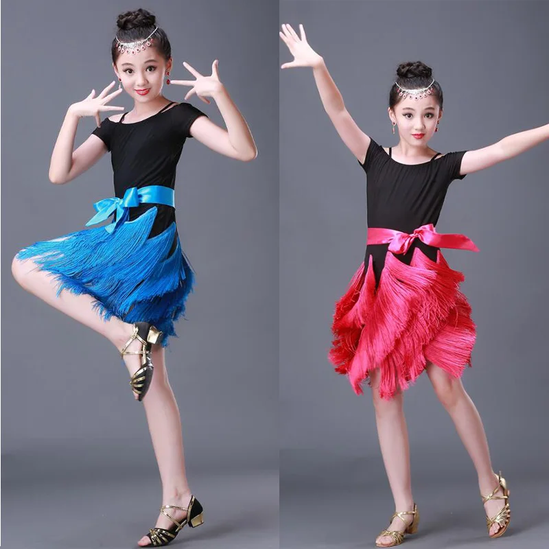Бальное платье с кисточками для девочек латиноамериканских танцев Детские