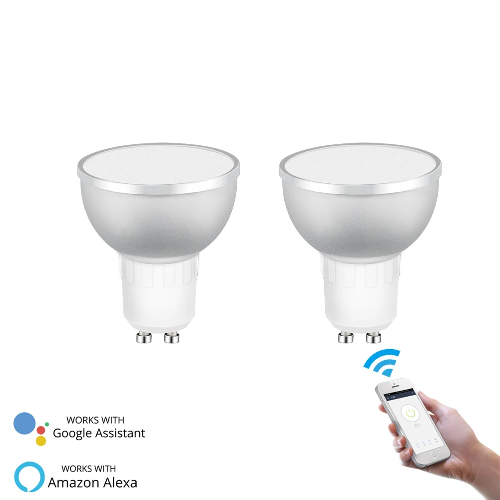 2 PCs GU10 WiFi Смарт светодиодный светильник лампа RGBCW теплый белый дневной светильник многоцветный работать с Alexa Google Home - Цвет: 2 PCs