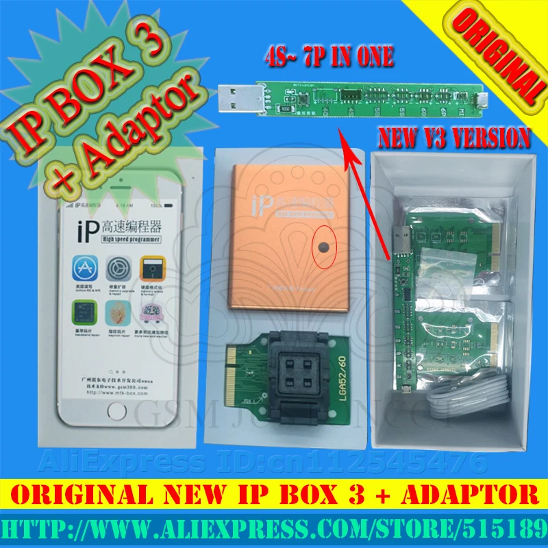 

IP BOX3 ip high speed programmer for iphone pad hard disk programmers for 4s 5 5c 5s 6 6plus memory upgrade tools 16g to128