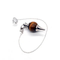 natural stone quartz tigers eye sphere pendulum pendant necklace for women pendulo jewelry dowsing