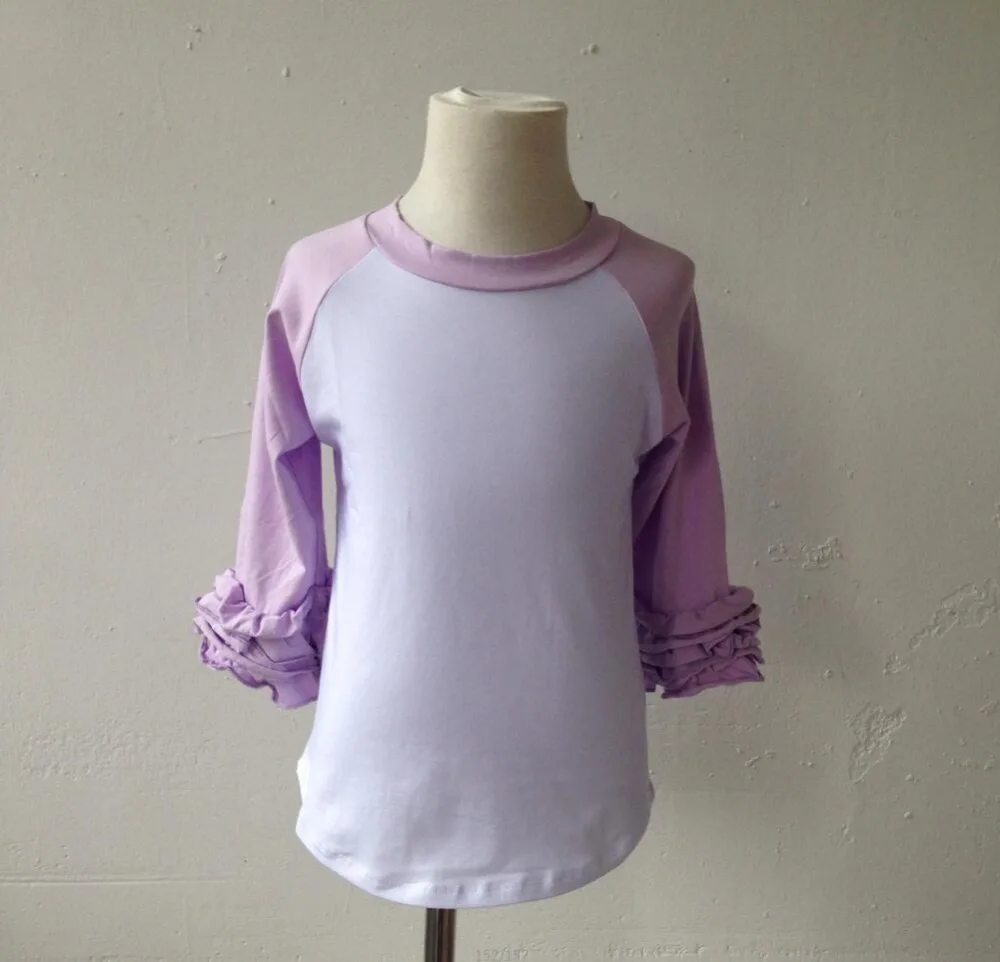latest new model high quality kids icing ruffle shirts children raglan shirts baby