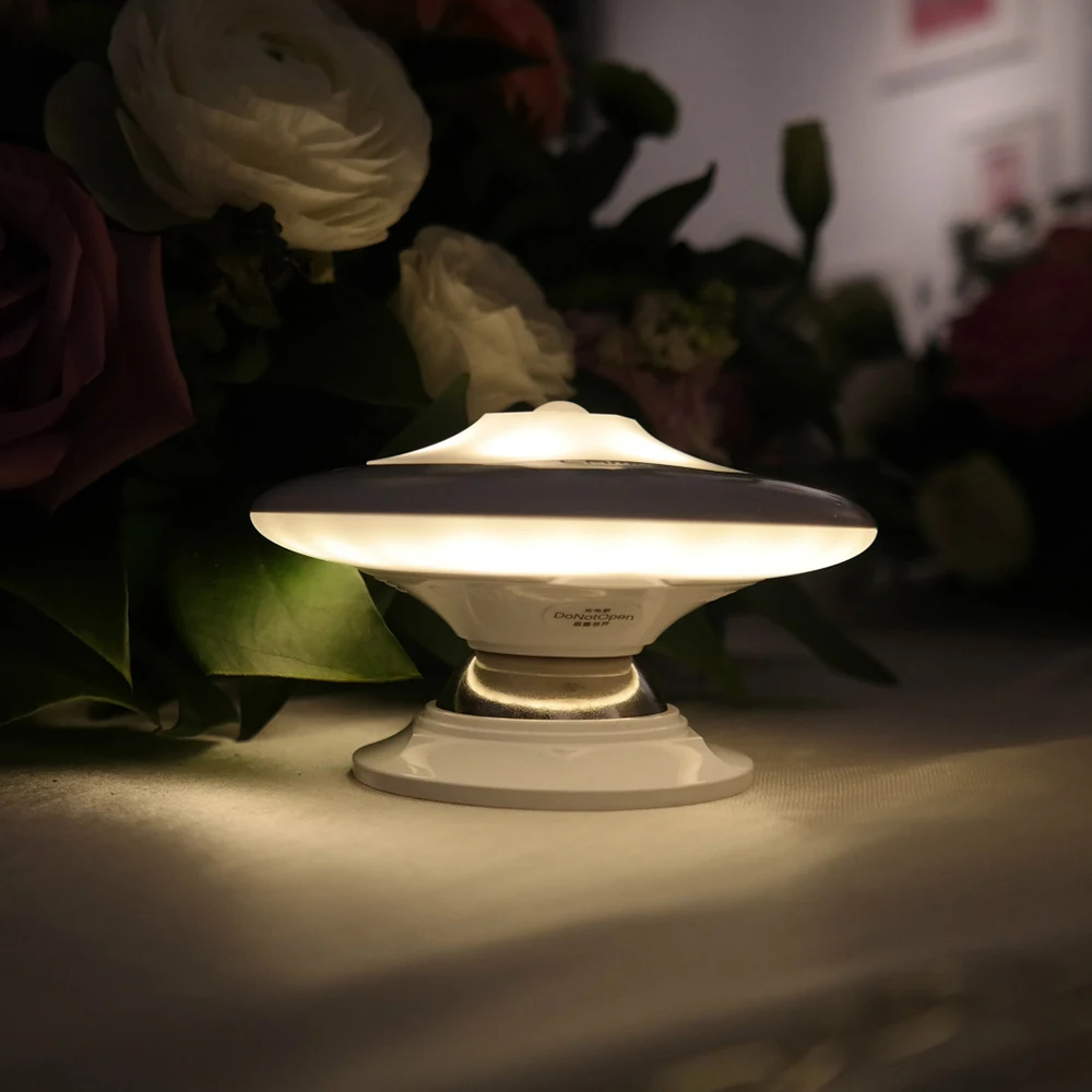 Ночник движения Сенсор светодиодный настенный светильник НЛО Shaped USB Перезаряжаемые шаг лампа с Съемная магнитный держатель и настенный держатель