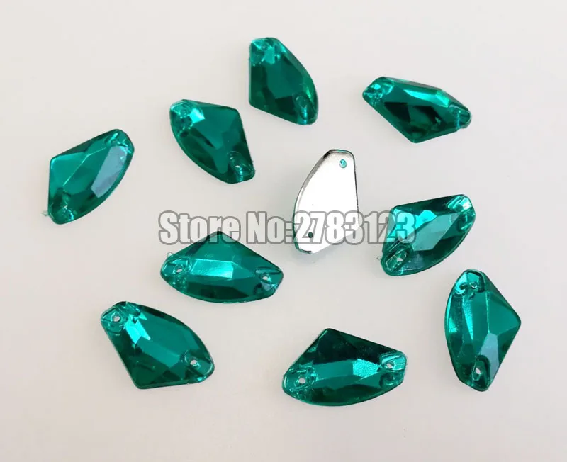 blue green 12x18 мм 15x24 мм 17x27 мм 50 шт. веерообразные высококачественные акриловые стразы с двумя отверстиями, diy/аксессуары для одежды - Цвет: blue green