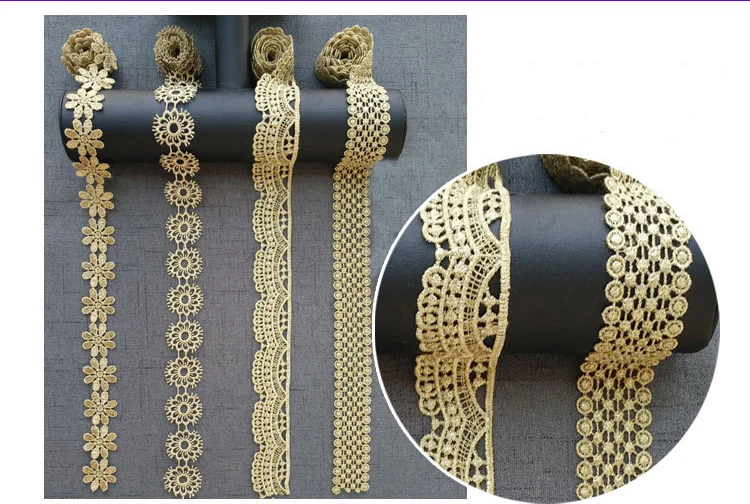 2019New Стиль! Высокое качество Золотой ткани с кружевной лентой Wide14.3cm DIY свадебное платье повязка на голову и платье с кружевом, 1 ярдов/партия вышивка