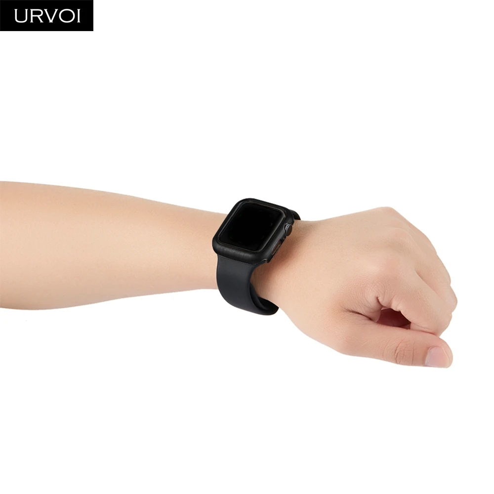 URVOI PC чехол для Apple Watch series 5 4 3 2 твердая рамка пластиковая щетка Бампер протектор для iWatch Тонкий Ультратонкий чехол полоса