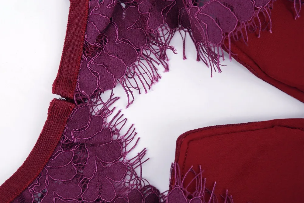 2018 новое вино с красным кружевом Круглая горловина длинным рукавом спинки