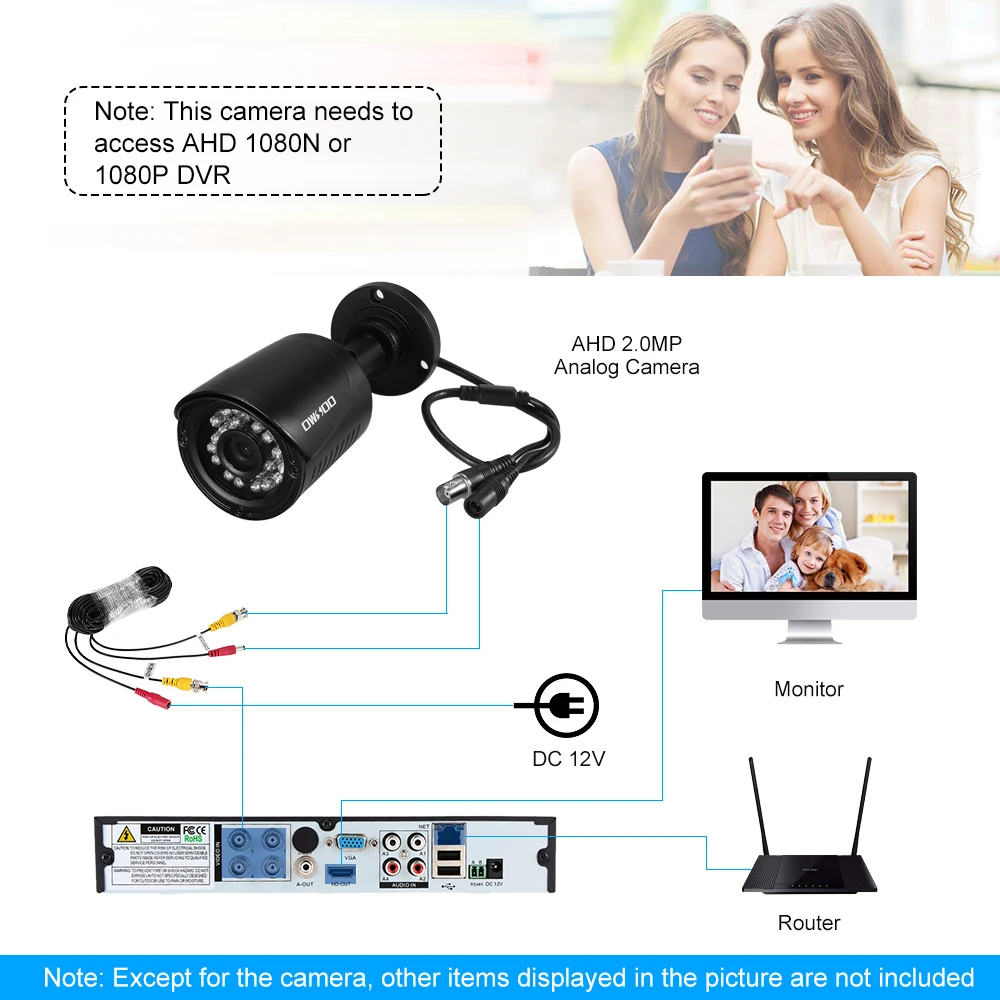 OWSOO AHD CCTV камера 1080P 3,6 мм 2.0MP AHD камера безопасности 24 шт. ИК лампы ночного видения Водонепроницаемая камера наружного наблюдения
