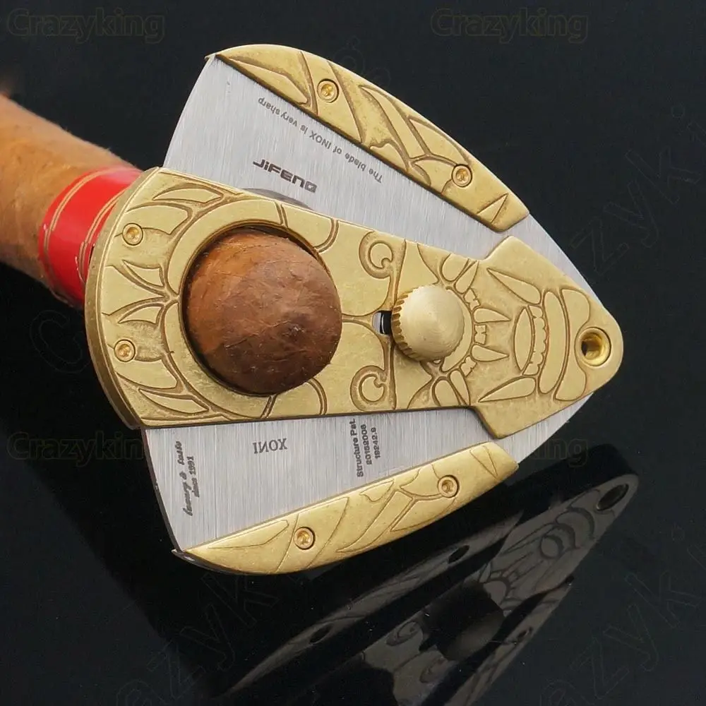 Античный туш резной Карманный острый Бронзовый резак для сигар с чехлом Cohiba | Дом