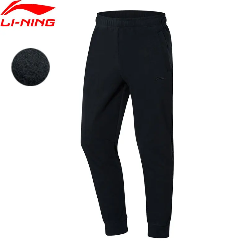 Li-Ning, мужские тренировочные спортивные штаны, полиэстер, теплый флис, Стандартный крой, карманы, подкладка, спортивные штаны, брюки AKLN963 MKY442