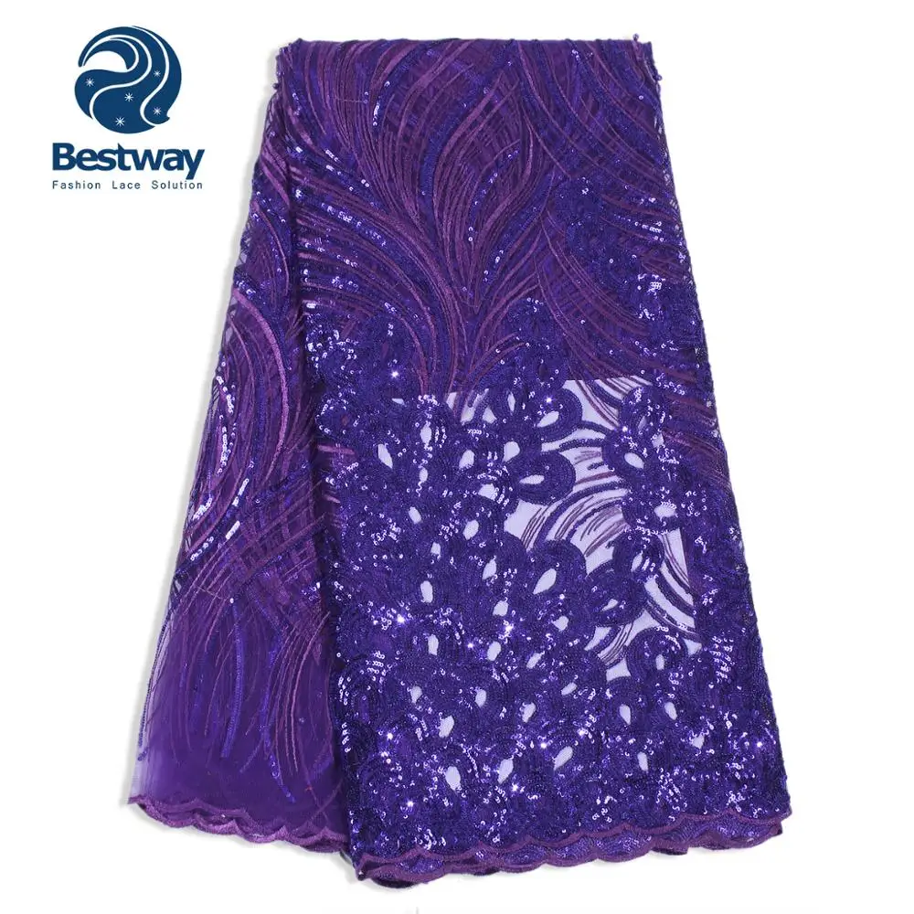 Bestway Тюль французская сетка вышивка блестки Кружевная Сетка нигерийская винно-красная ткань кружево для женщин вечернее свадебное платье/платья