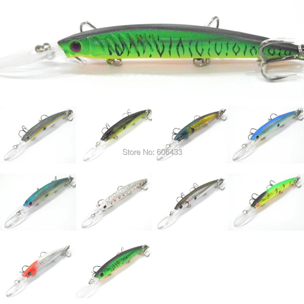 

10PCS Sea Fishing Fish Floating Minnow lure Lures hook Crankbaits 14cm 14.3g Free shipping
