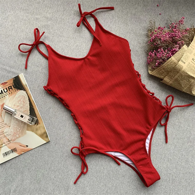 Bikinx желтый бандажный цельный купальник женский с глубоким вырезом для женщин 2019
