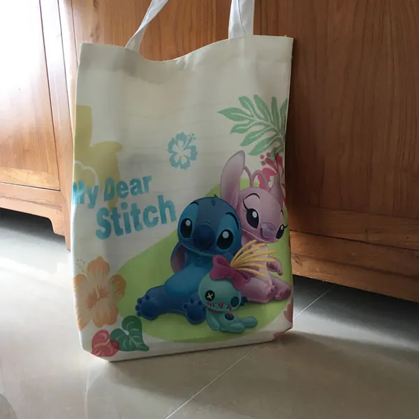 QC-072 Новое поступление настоящая женская Холщовая Сумка Lilo& stitch сумка Мультяшные хлопковые сумки через плечо аниме сумка эко животное складная хозяйственная - Цвет: QC-072