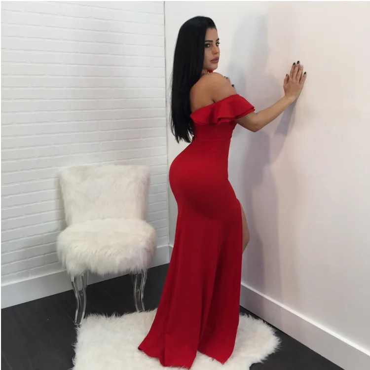 Женское вечернее платье vestidos vestido, длинное платье, сексуальные вечерние платья размера плюс, женские платья с оборками, с открытыми плечами