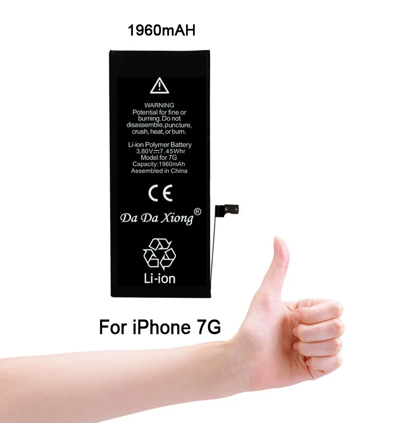 10 шт. Da Xiong аккумулятор для Apple iPhone 7G 1960 мАч реальная емкость с машинными инструментами комплект сменных батарей