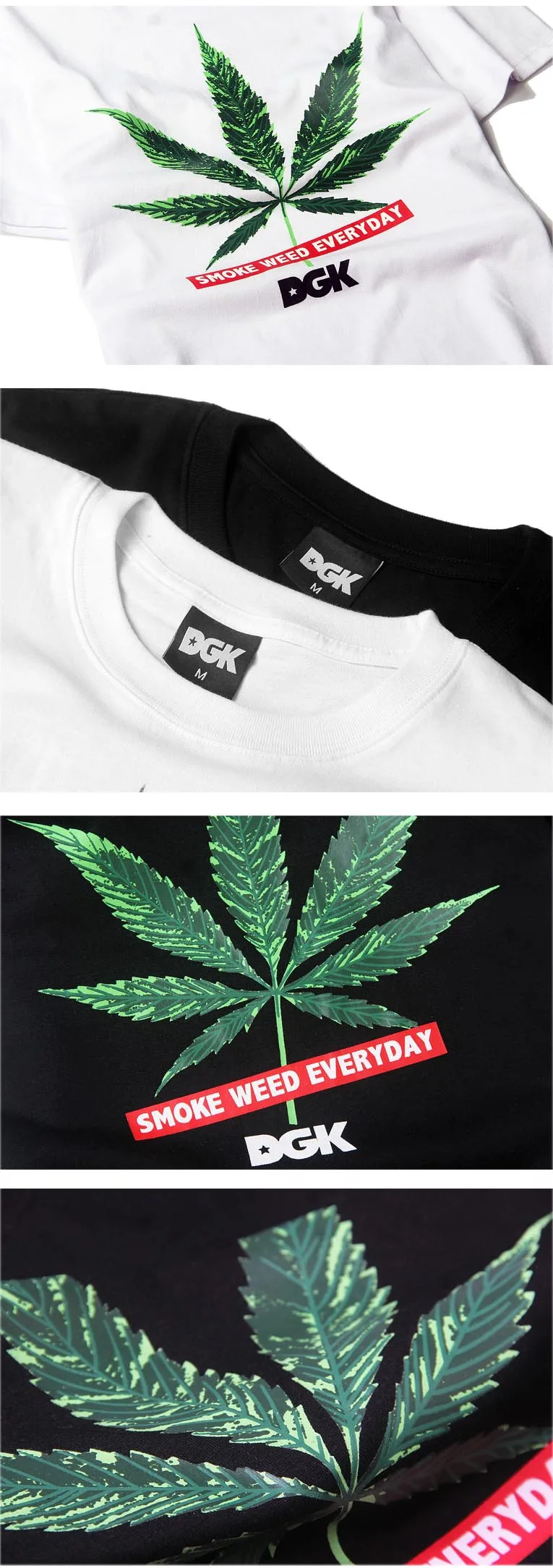 DGK мужские футболки высокого качества 19SS кленовые листья DGK голова тигра футболка Уличная Повседневная черная и белая пара DGK топ тройники