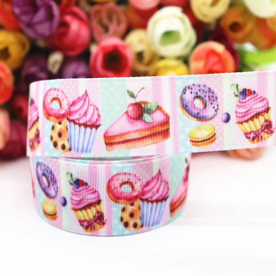 6 50 ярдов сердце любовь/Торт печатных Grosgrain ленты " 25 мм пробки для бутылок DIY ремесла ручной работы интимные аксессуары M19042302 - Цвет: 6