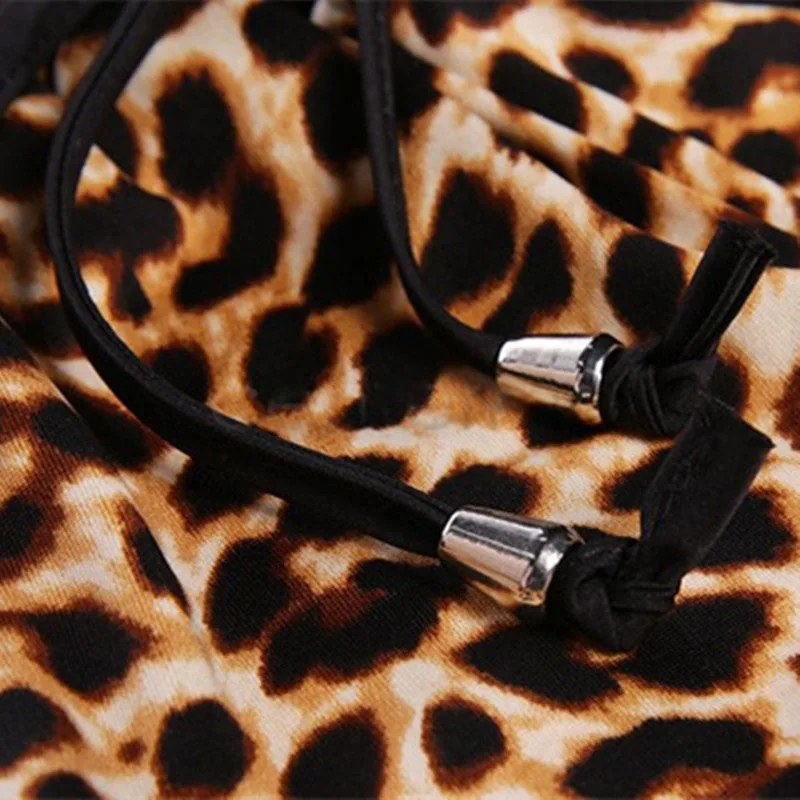 Женские леопардовые шорты на шнуровке повседневные с высокой талией большие