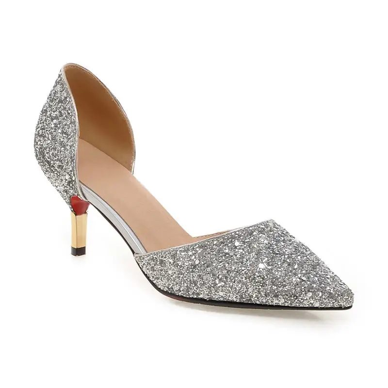 Asumer/блестящие женские туфли лодочки на тонком каблуке с острым носком без